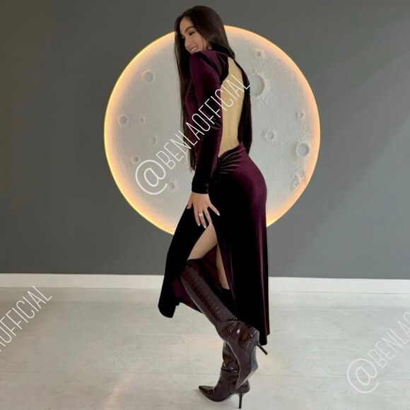 NWT ZARA DRAPED VELVET DRESS ZW COLLECTION burgundy - Picture 1 of 13